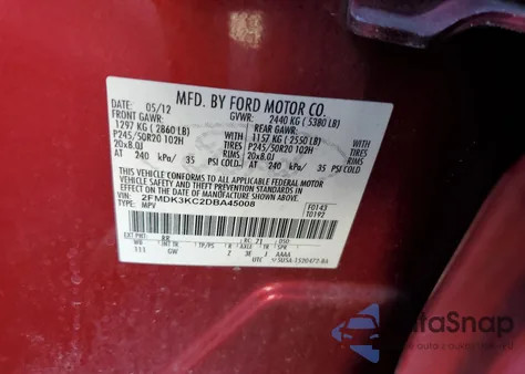 2013 Ford Edge Limited из США, поврежденный, VIN 2FMDK3KC2DBA45008